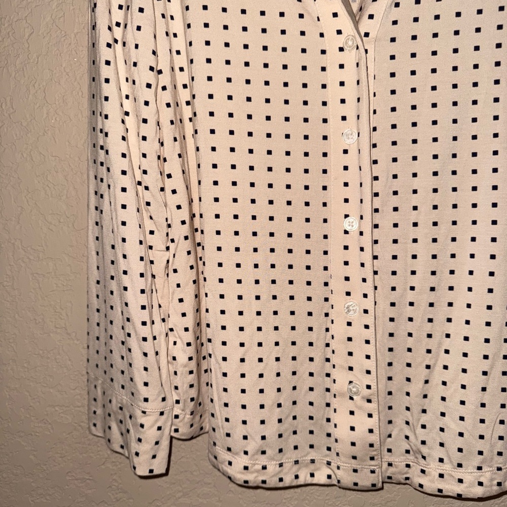 Soma Cool Nights crème colored pajama shirt with Black Dots- BNWT - Picture 3 of 10